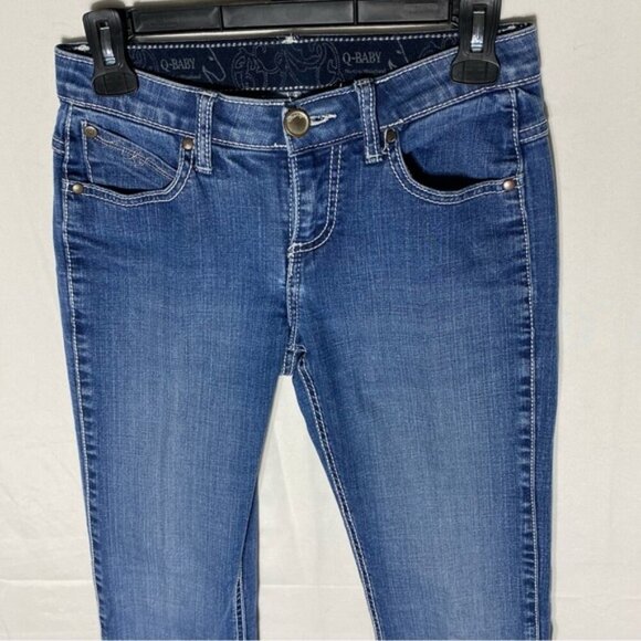 Wrangler Q Baby Med Wash Low Mid Rise Flap Pocket Straight Leg Jeans 28X36 - Picture 9 of 15
